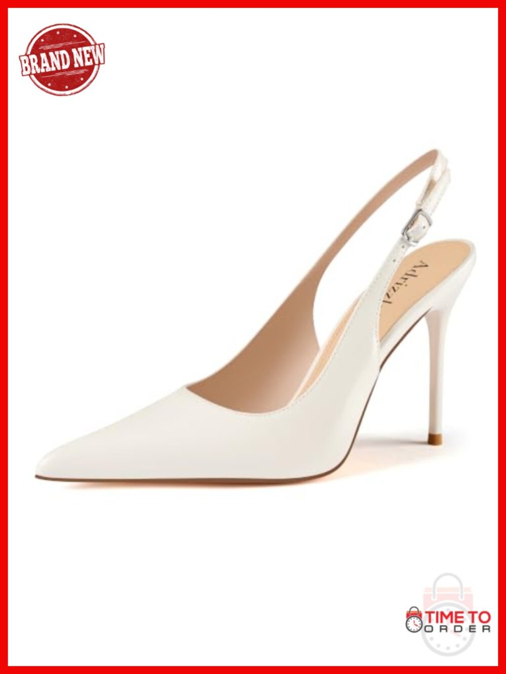 Slingback Stiletto High Heels Pointed Toe Pumps Manmade Patent